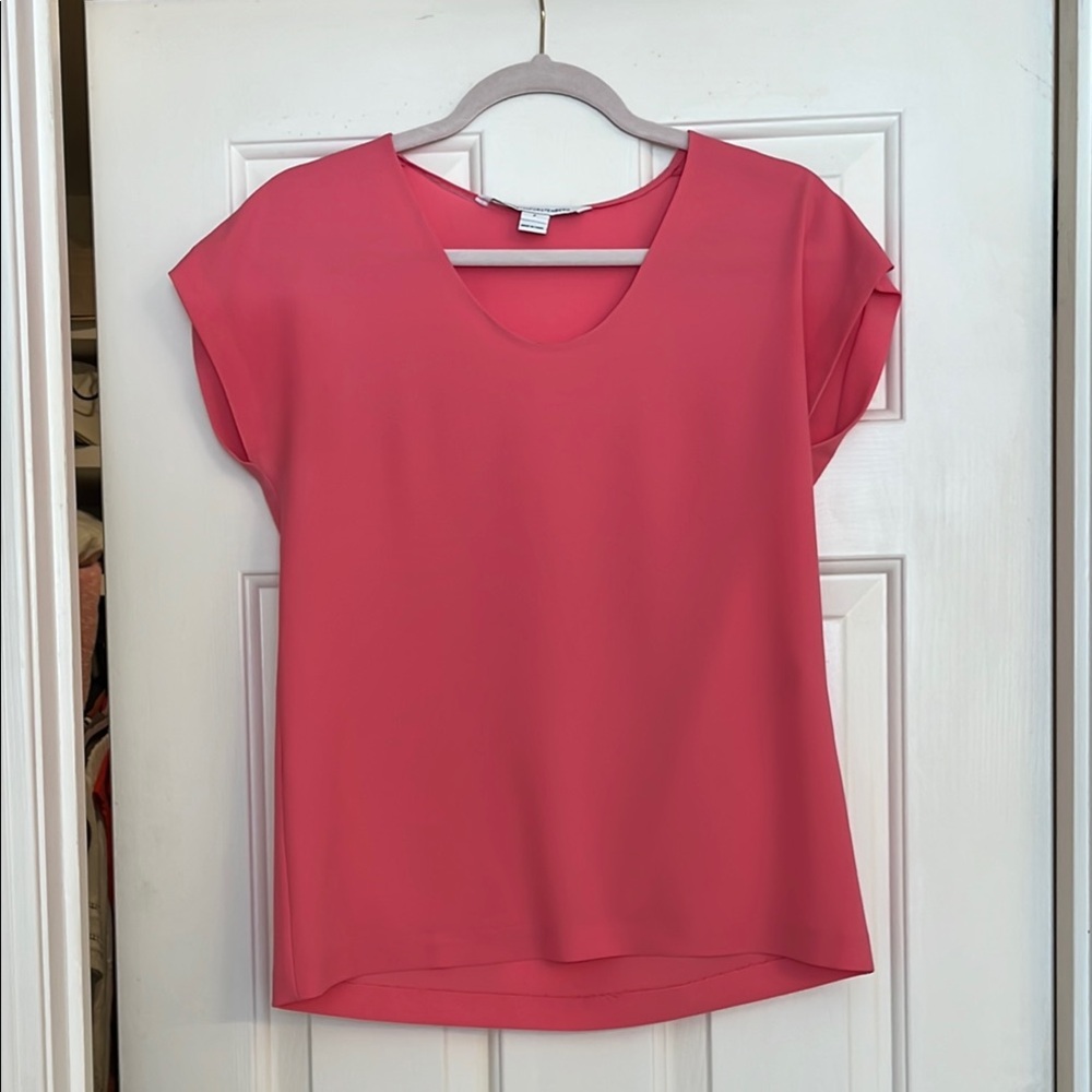 Women's Pink V-Neck Top- DVF